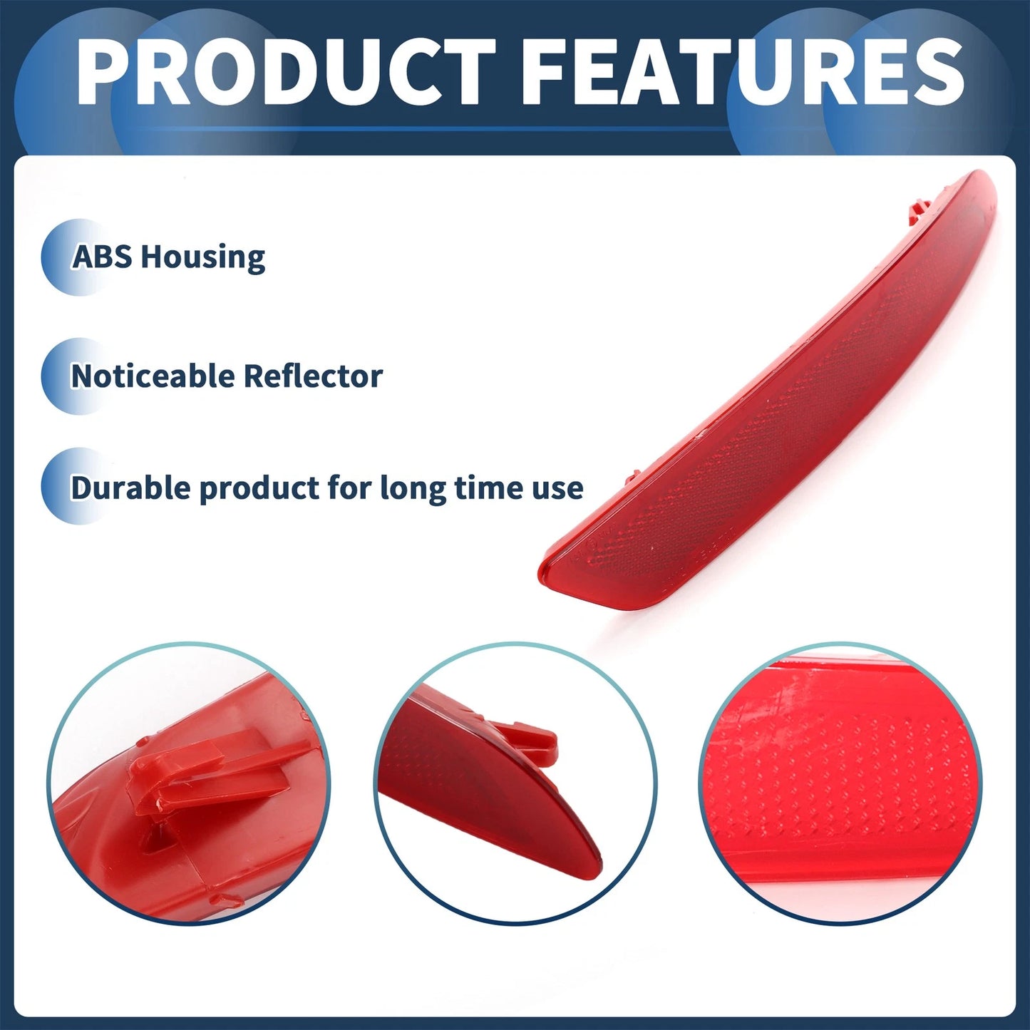 Bumper Reflector No.BS71515B0BD for Ford Fiesta (2015–2019) Red 1pc Rear Right