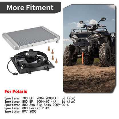 Radiator with Cooling Fan for Polaris Sportsman 800/X2 800 EFI (2004–2014)