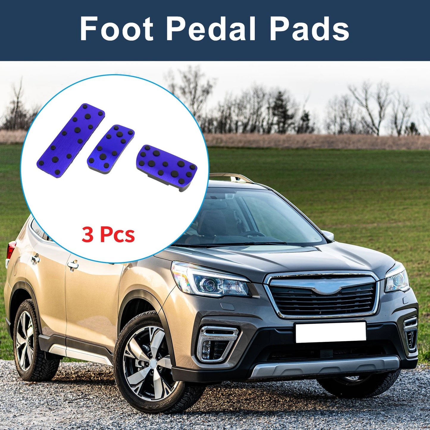 3 Pcs Automatic Foot Accelerator Pedal Covers for Subaru Forester (2003–2005) Blue