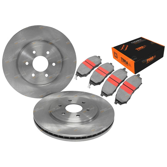 Front Disc Brake Rotors + Pads Pack for Nissan Navara D40 (2005 - 2015)