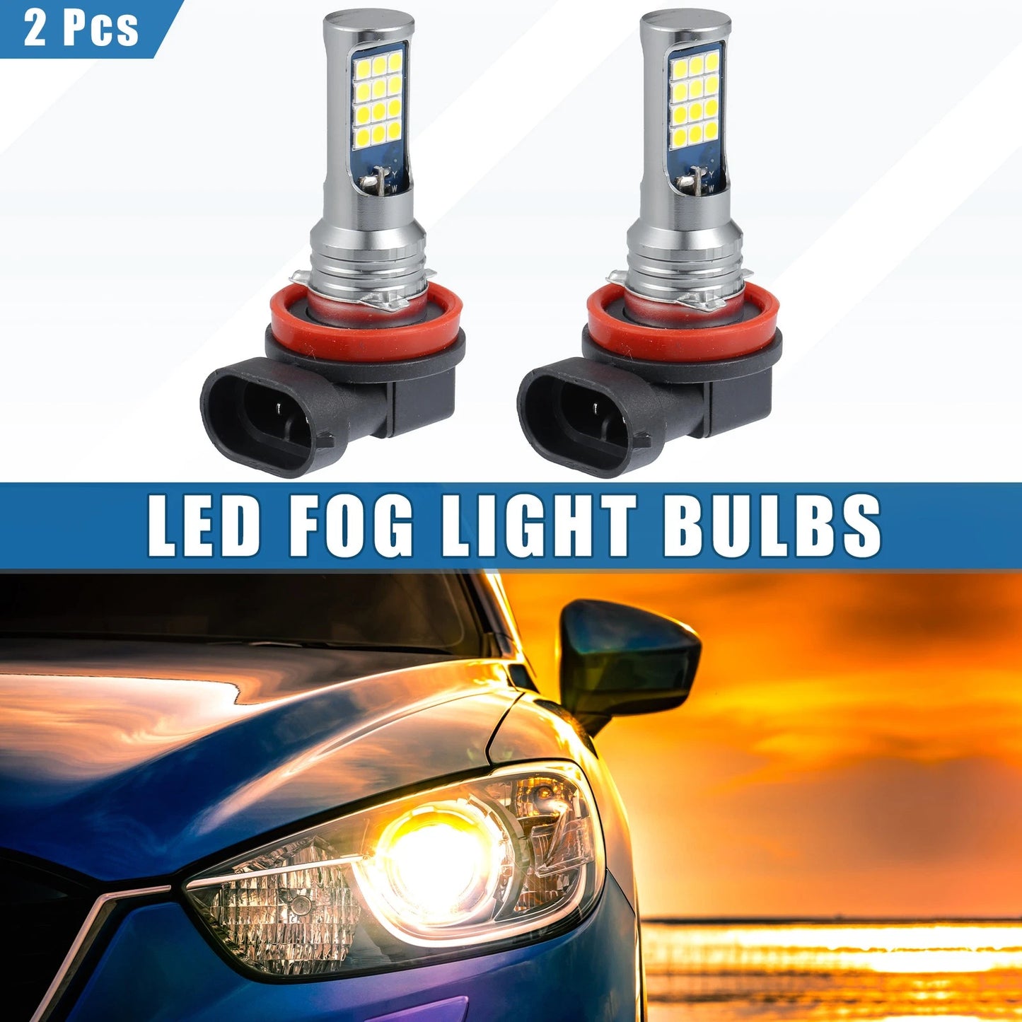 2X H8/H11 Fog Lights 24SMD 3030 Chipset 6000K Yellow White