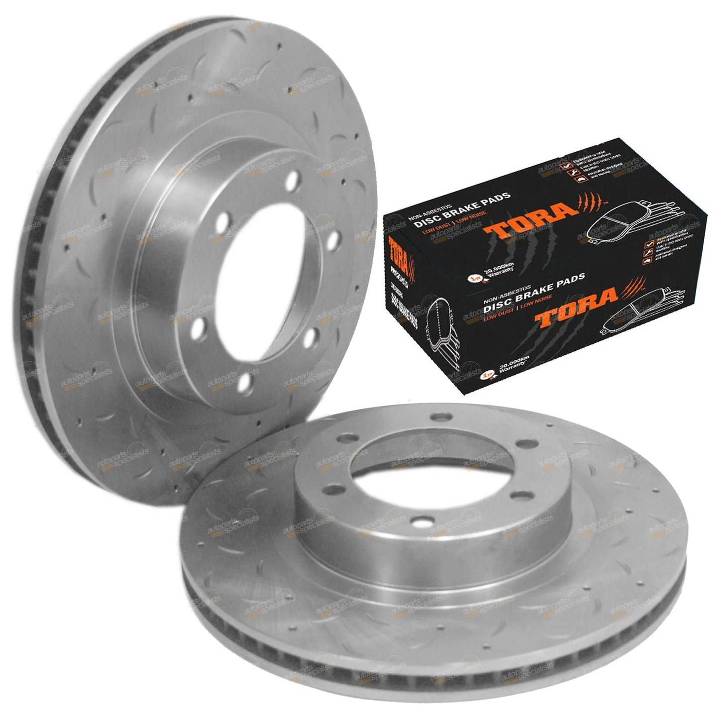 2 Front Slotted Disc Rotors + Brake Pads for Toyota Prado (1995–2002)