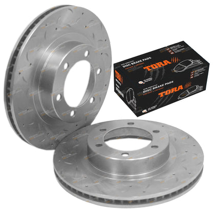 2 Front Slotted Disc Rotors + Brake Pads for Toyota Prado (1995–2002)