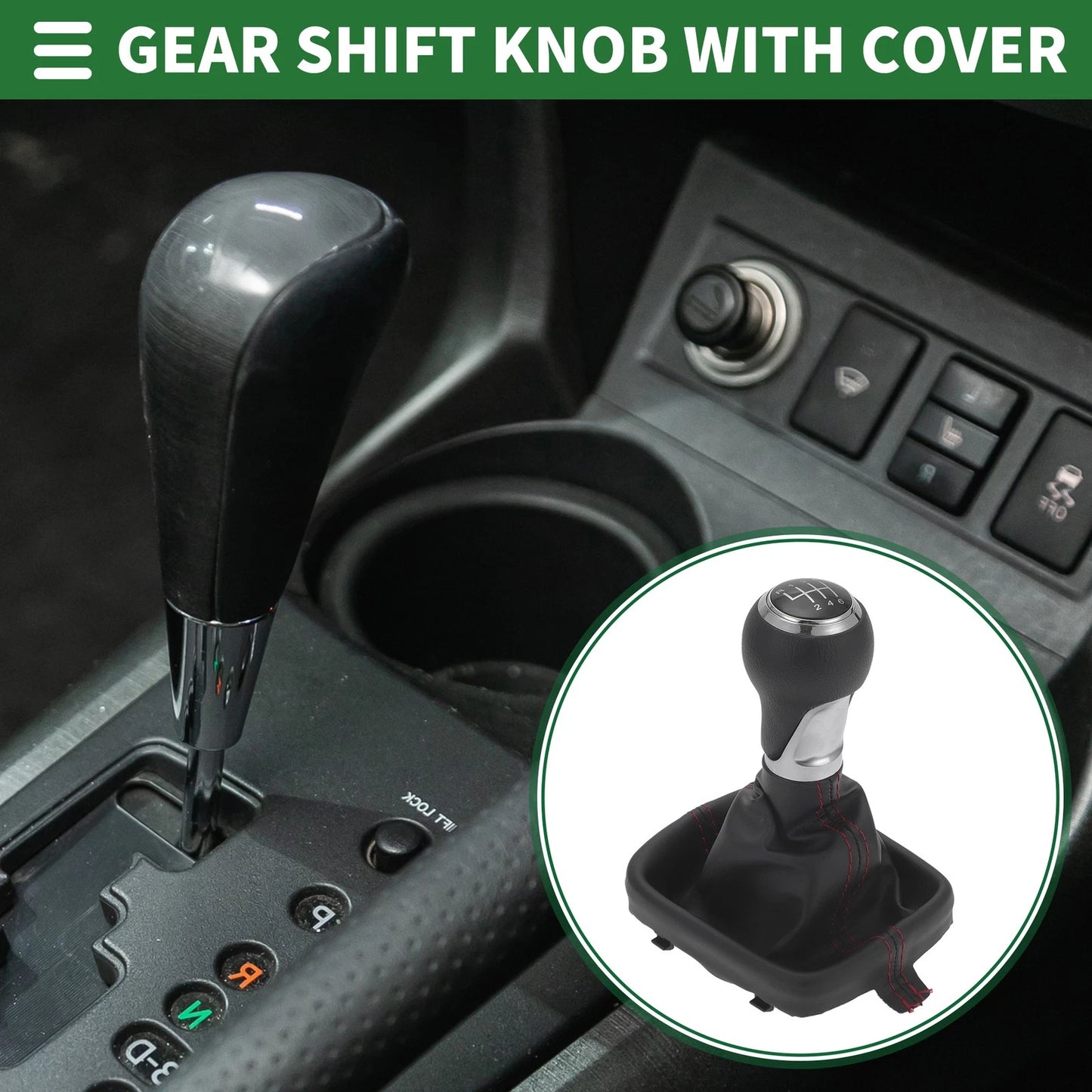 6 Speed Gear Shift Knob with Cover for Audi A3 8P (2003–2013) Chrome Red Black