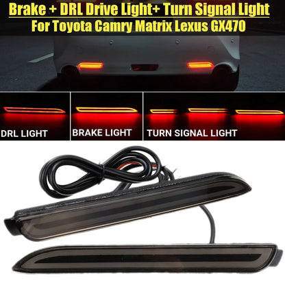 Smoked LED Rear Bumper Reflector Brake Stop Light for Toyota Camry