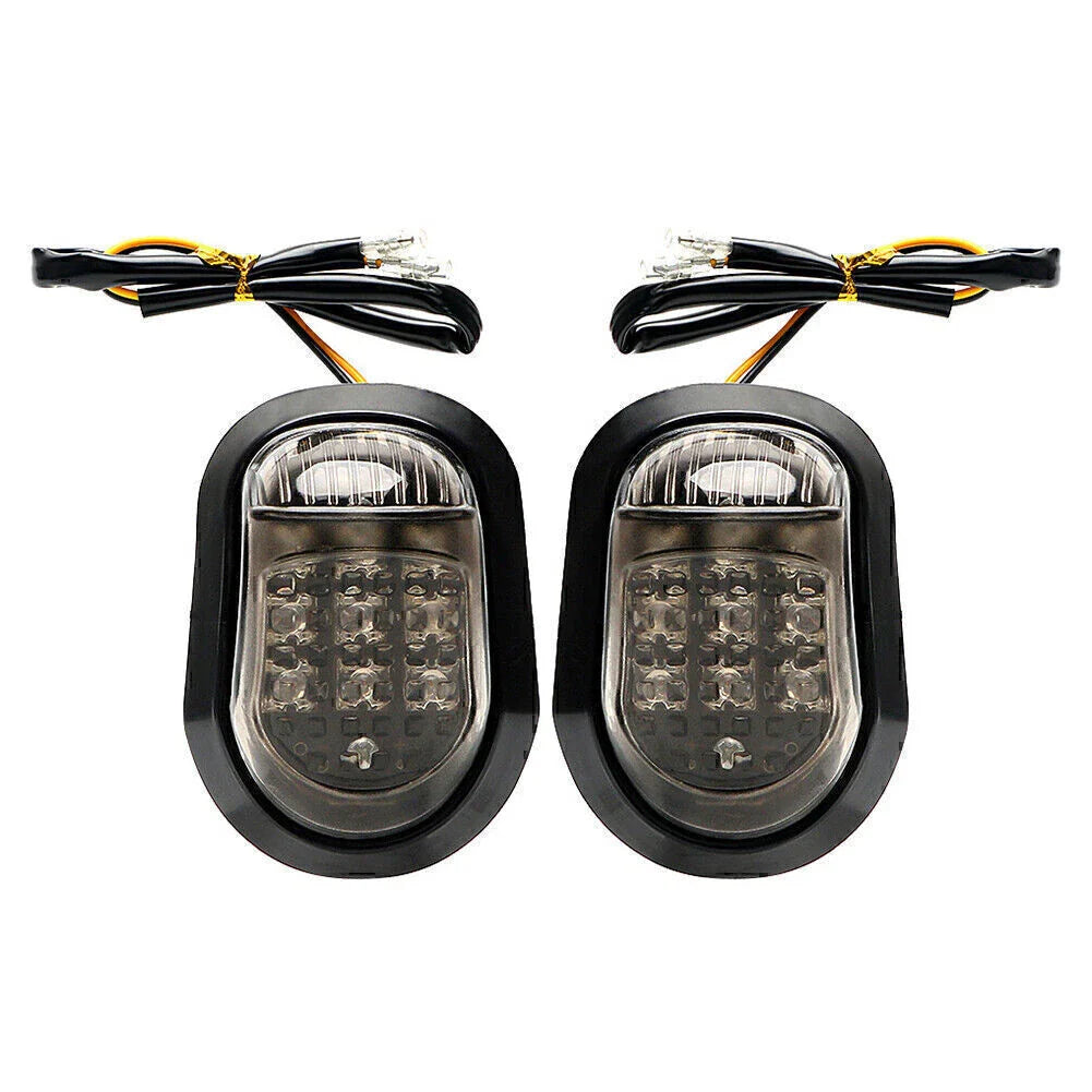 Amber LED Flush Mount Turn Signal Lights for Universal Motorcycle
