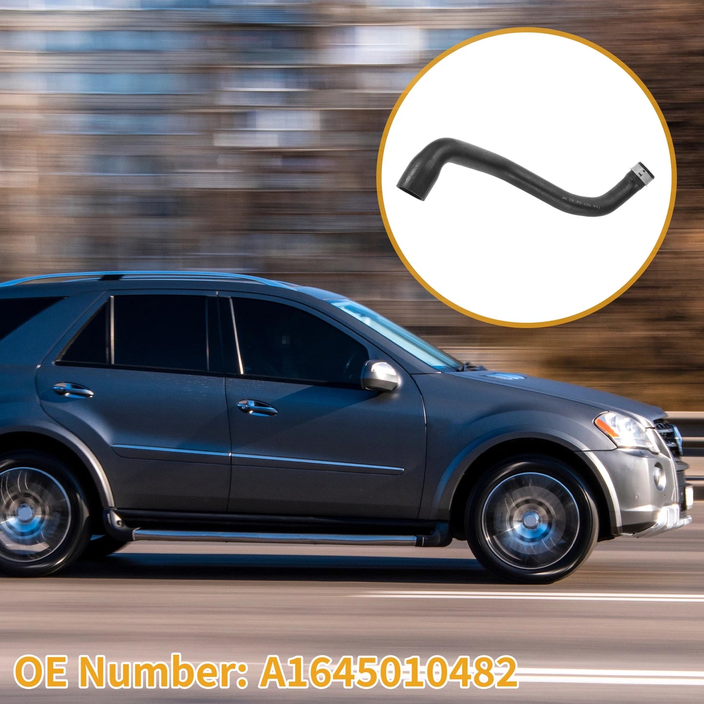 Radiator Hose for Mercedes-Benz ML350 (2006–2011) No.A1645010482 Rubber Black