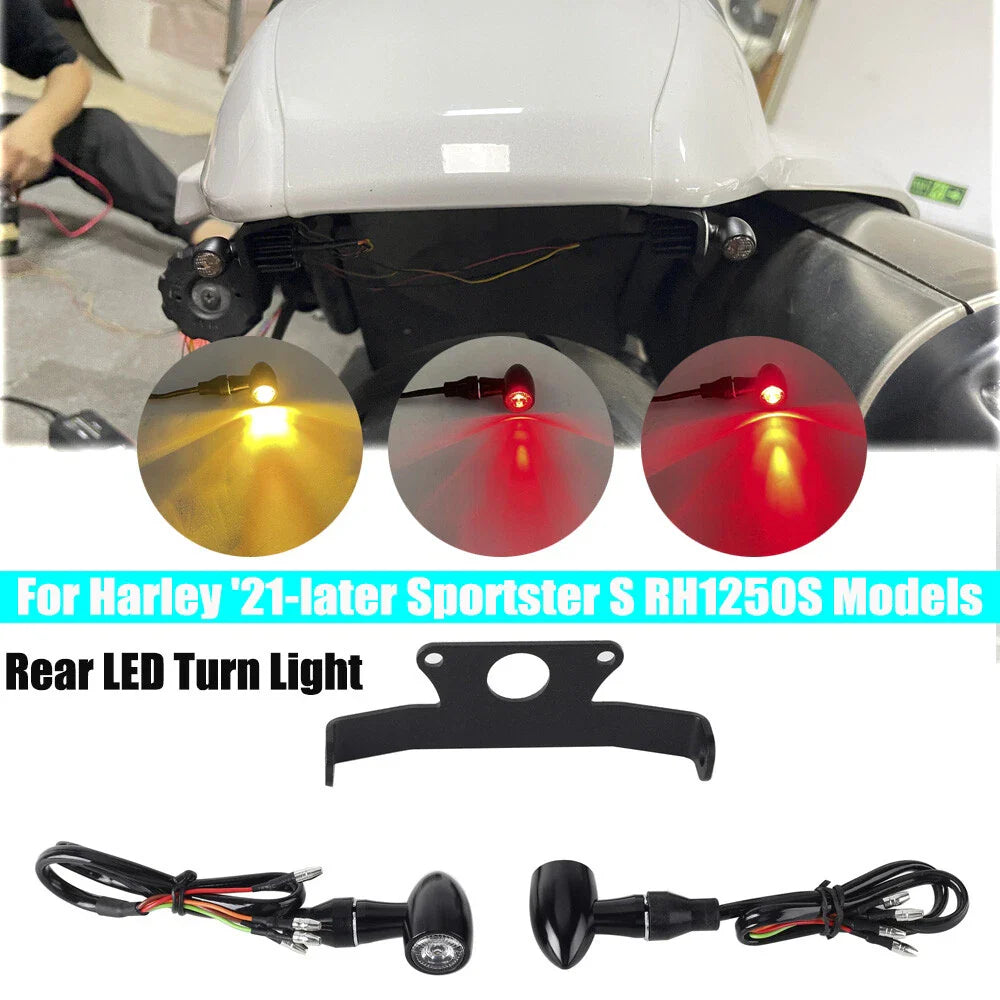 Rear LED Turn Signal Taillight w/Bracket & Wire Adapter for Sportster (21-23)