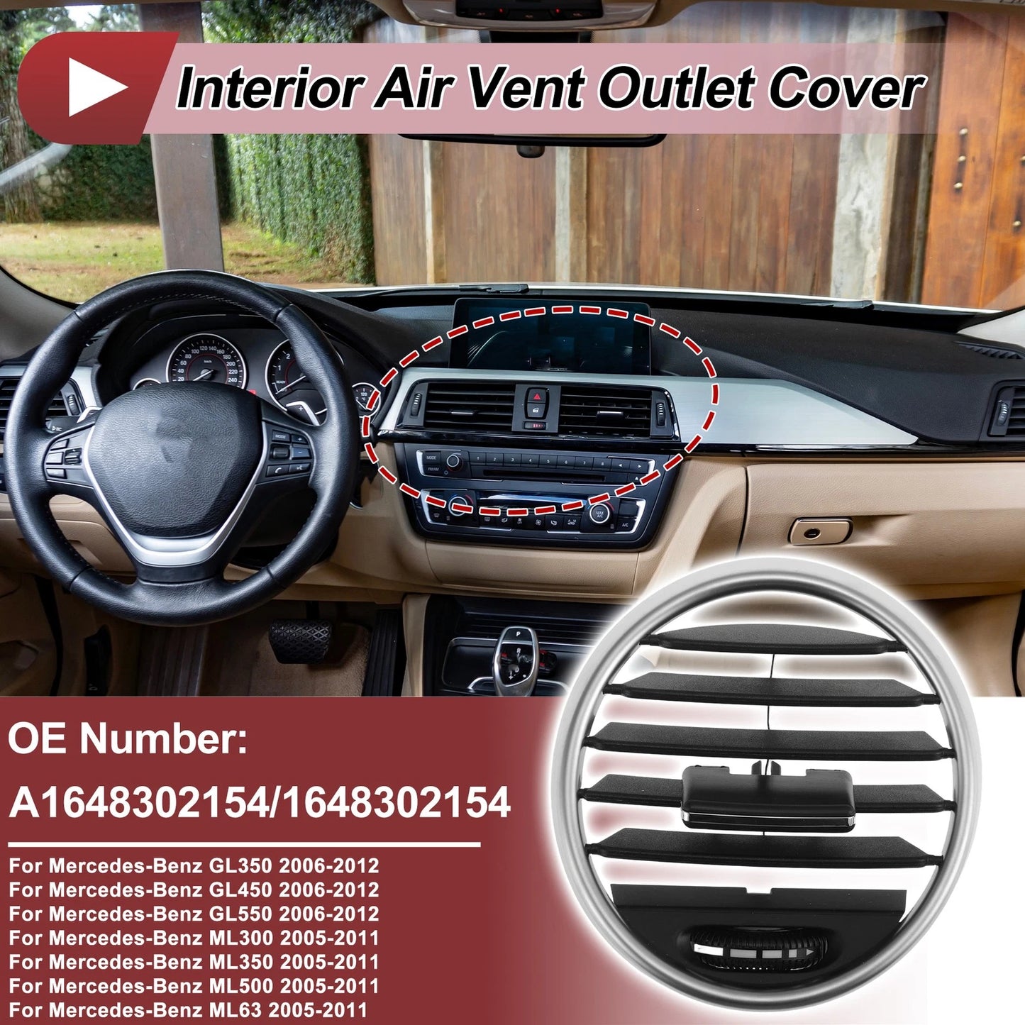 AC Air Vent Grille No.1648302154 for Mercedes-Benz GL350 (2010–2016)