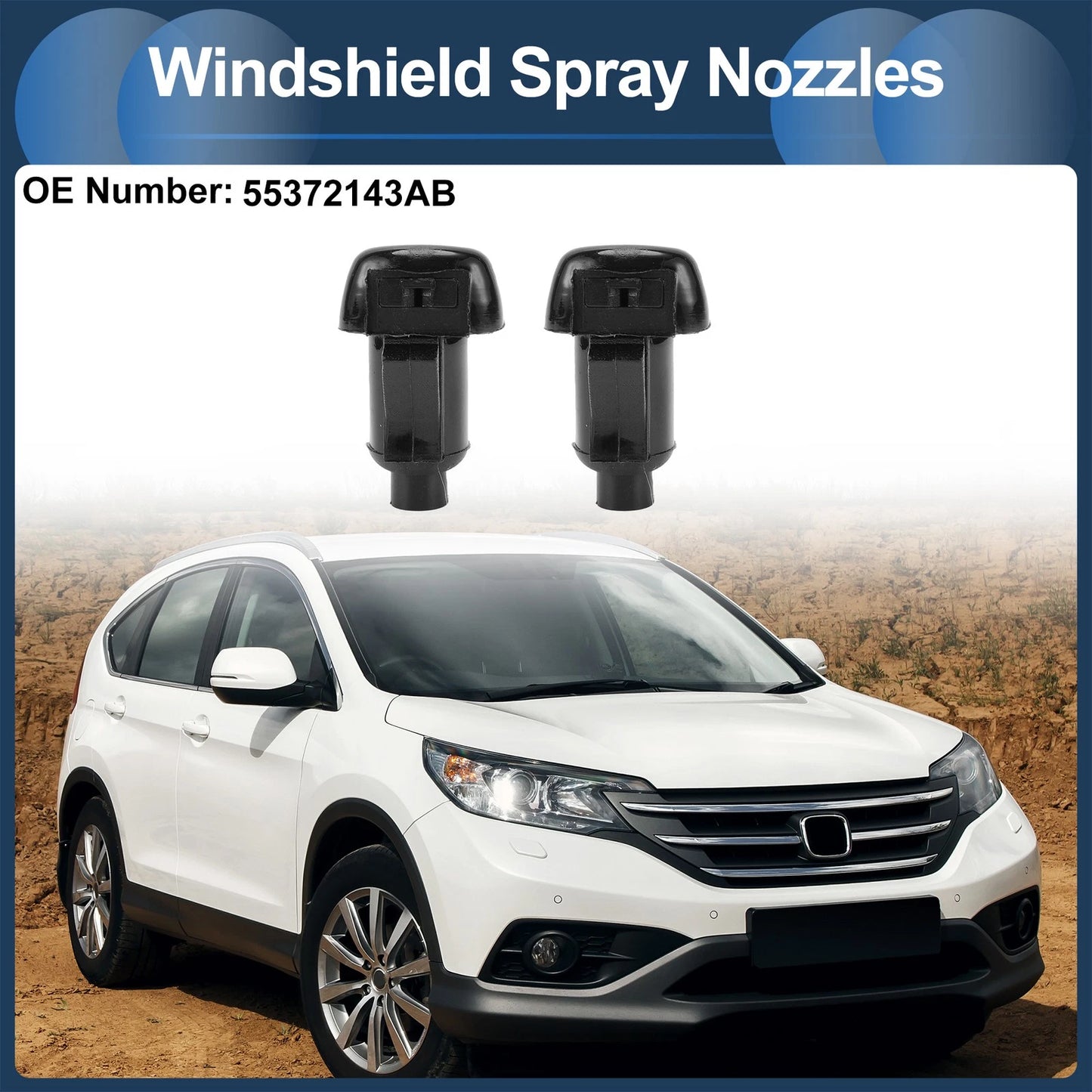 Set of 1 Windshield Washer Nozzle with Gasket for Chevy (No. 55372143AB)