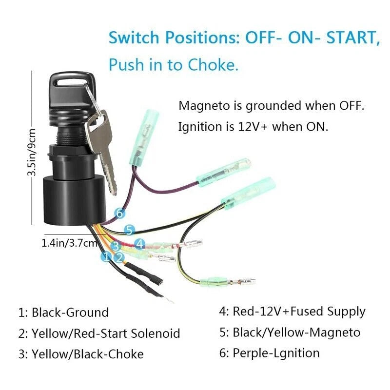 Ignition Key Switch for Mercury Outboard Control Box (1987–1999)