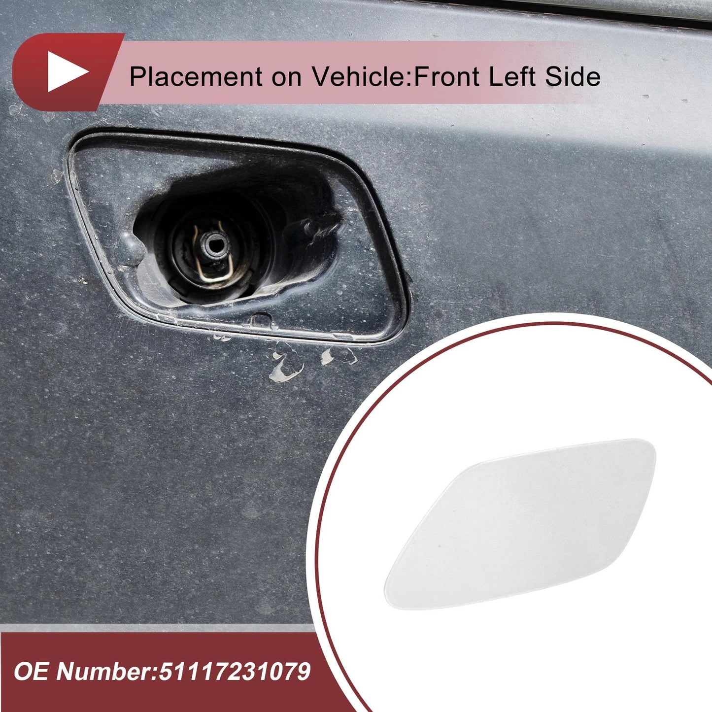 Headlight Washer Nozzle Cover Cap 51117231079 for BMW Z4 (2009–2016) White