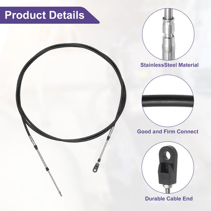 2 Pcs Throttle Shift Control Cable for Marine Boat (13FT, 400cm)