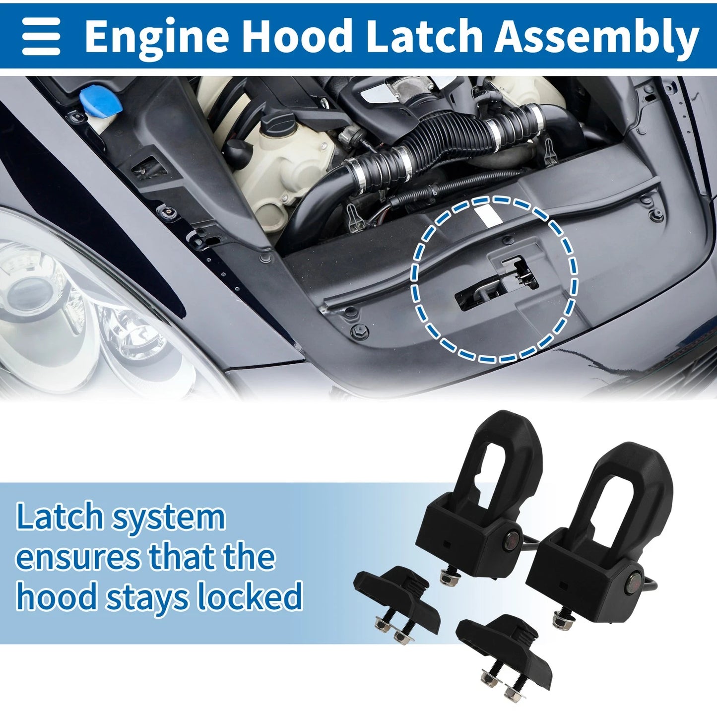 Hood Latch Assembly for Jeep Gladiator JT (2020–2023) No. 68240951AC Set of 1