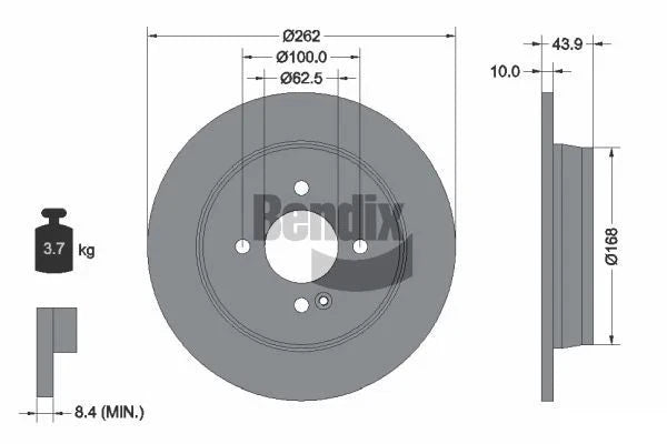Bendix Rear Brake Rotor for Hyundai Accent (2011–2017) Kia Rio (2011–Onwards)