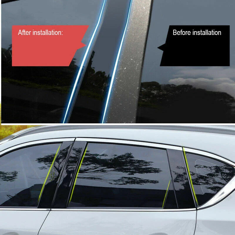 6x Black Door Pillar Post Cover Trim for Mitsubishi Outlander (2013–2019)