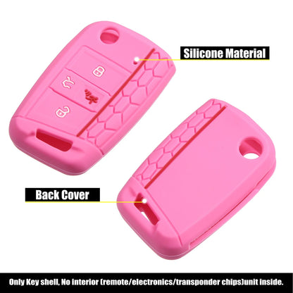 1 Pcs Pink Silicone Key Fob Cover for VW (Various Models)
