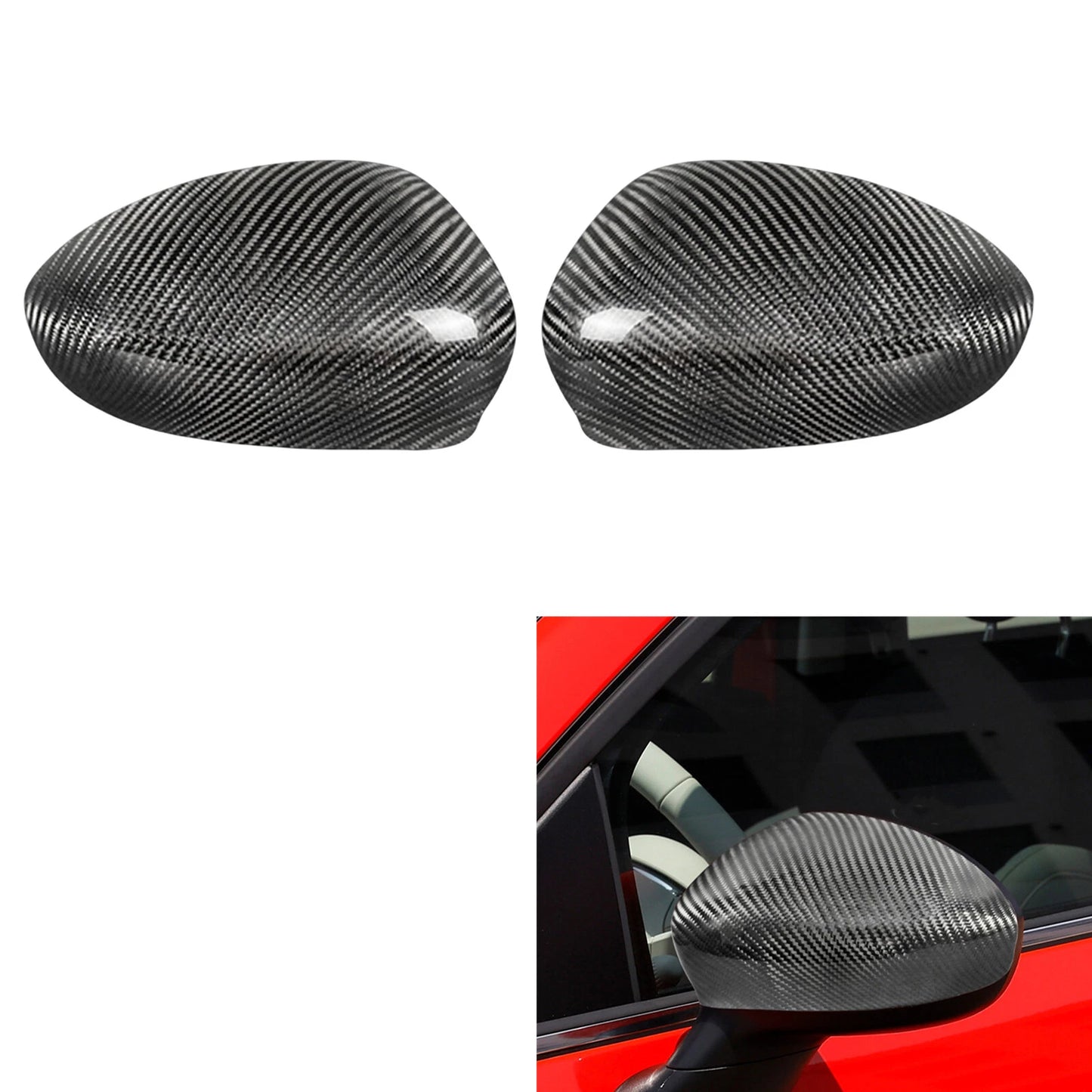 1 Pair Carbon Fiber Side Mirror Covers for Fiat 500 Abarth (2010-2023)