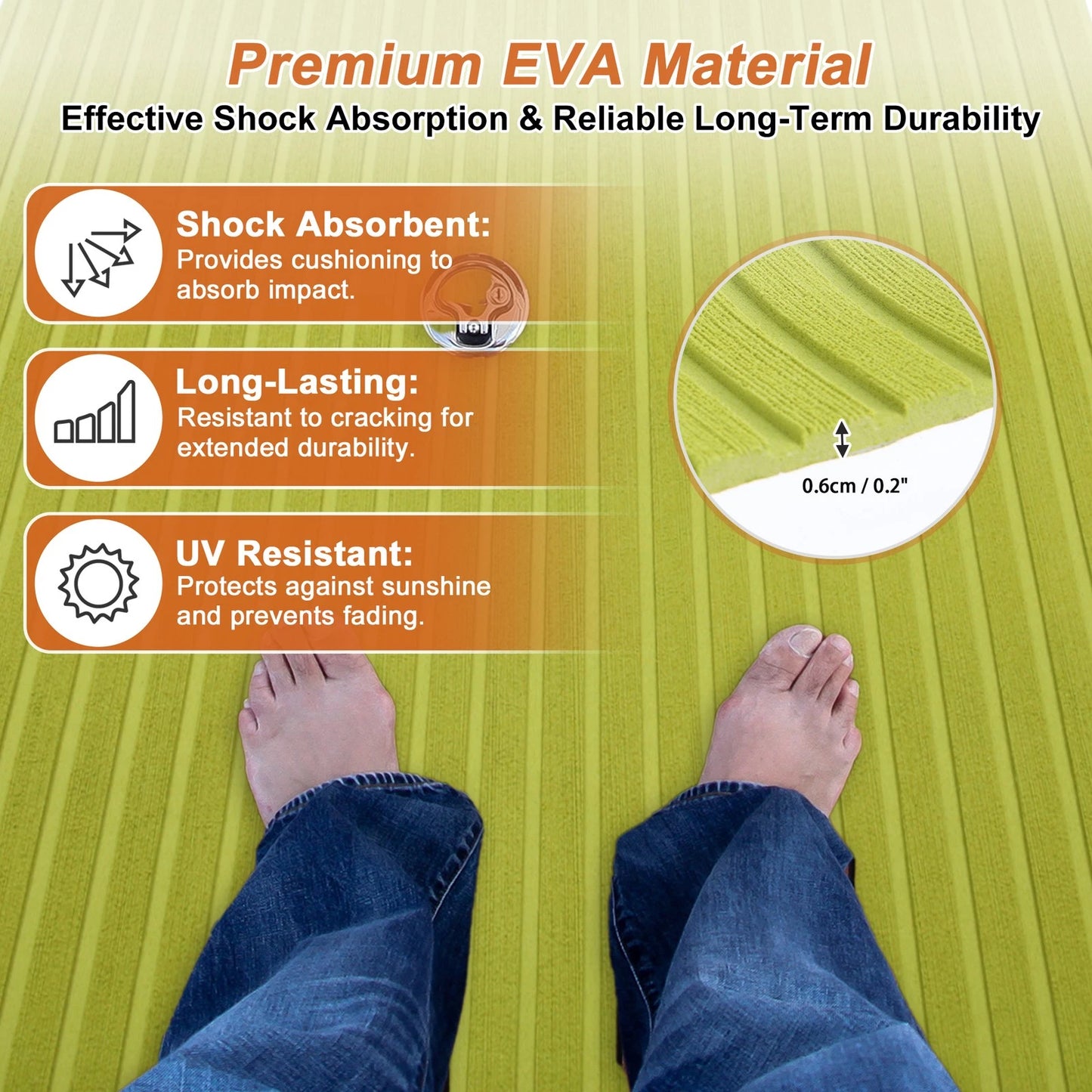 EVA Foam Boat Deck Flooring Strip 48"L x 16"W Peridot Green
