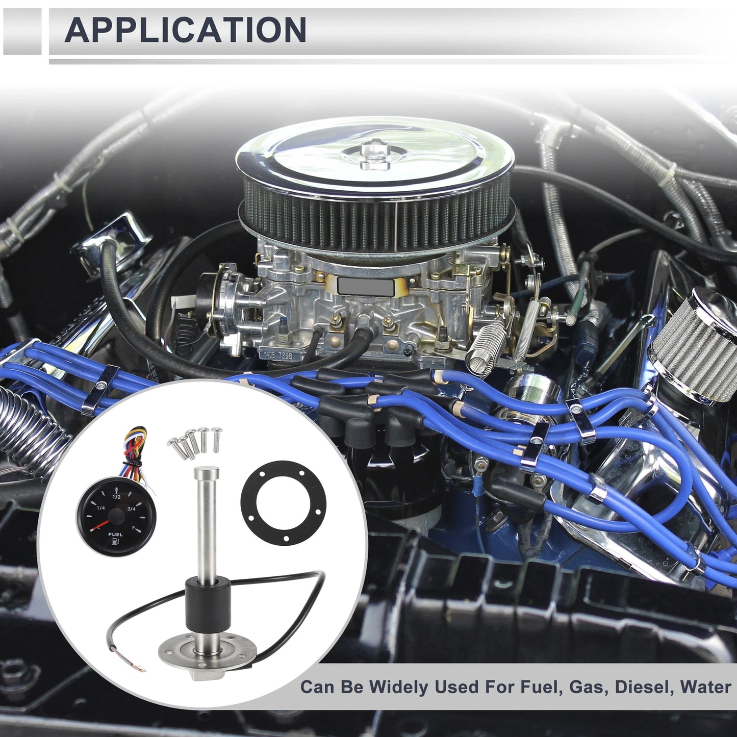 Fuel Sending Unit and Gauge Kit 240-33 Ohm for Boat Truck Vehicle