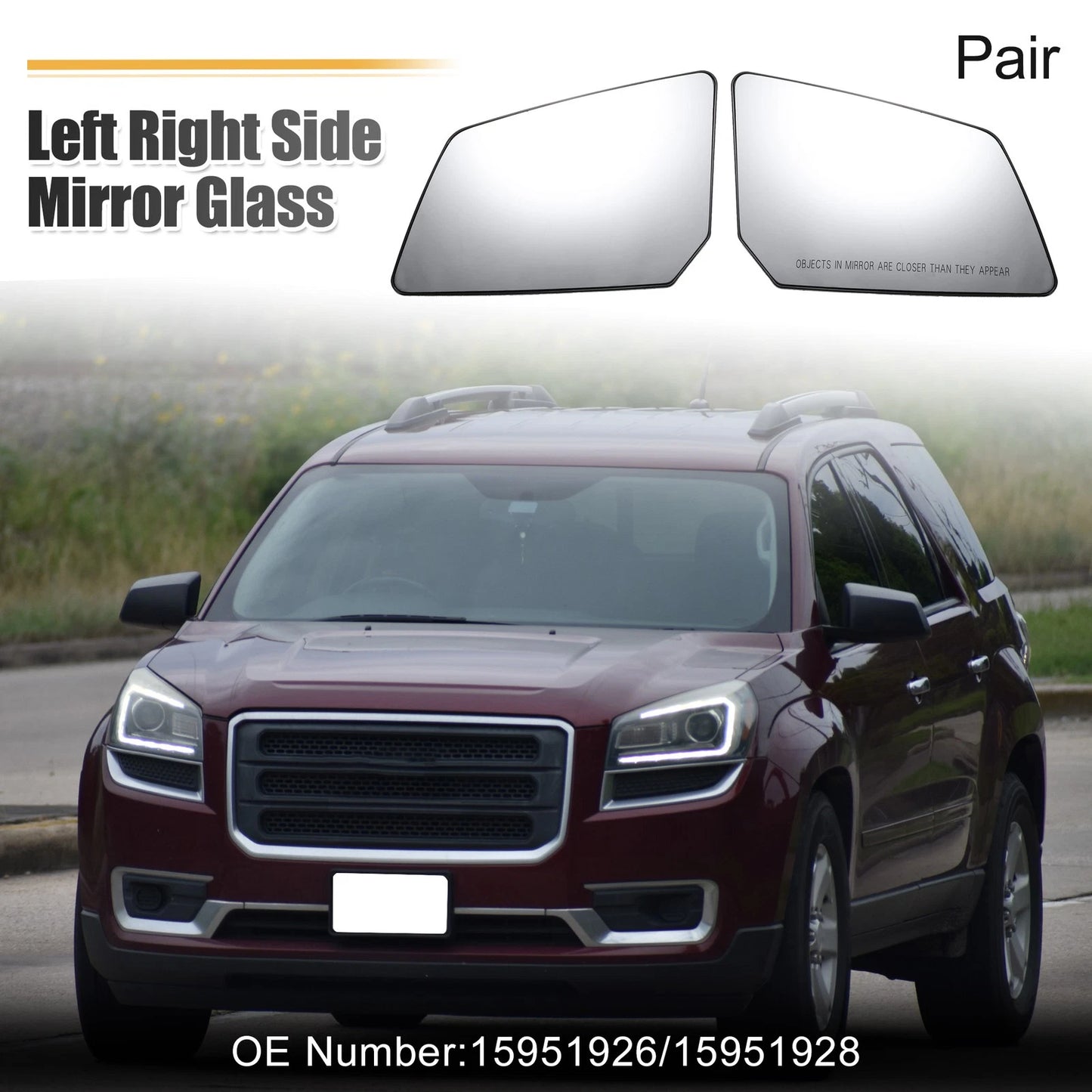 Heated Mirror Glass Left Right Side for Chevy Traverse GMC Acadia (2018–2023) 15951926