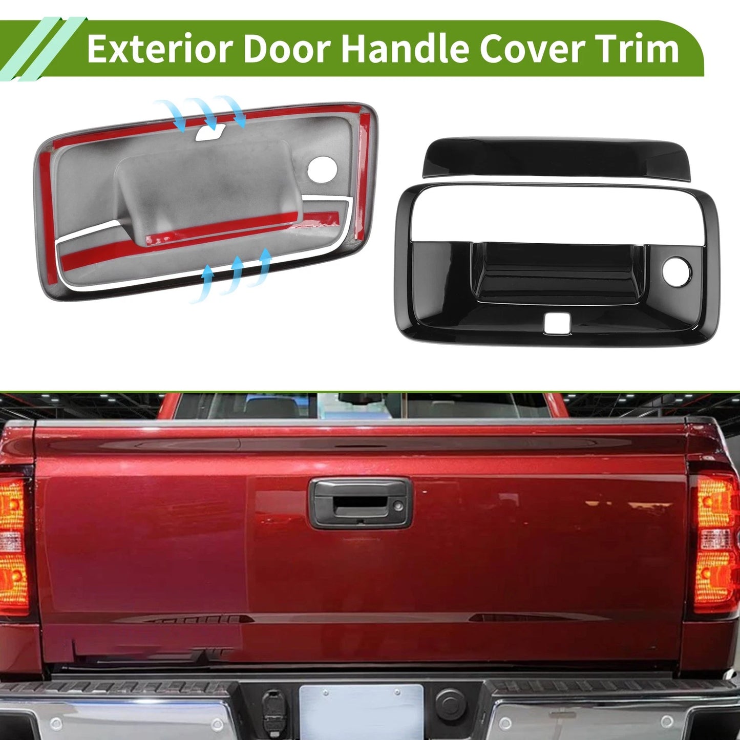 Exterior Door Handle Cover Trim for Chevrolet Silverado (2014–2017) Black