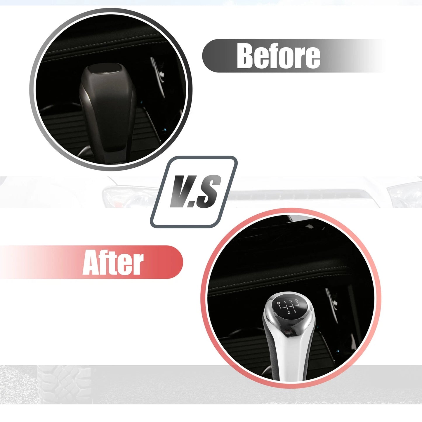 5 Speed Manual Shift Knob for BMW X1 E84 (2009–2015) Faux Leather Black Silver Tone