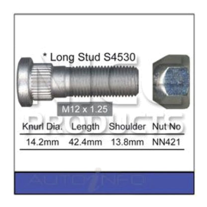 Front Wheel Stud & Nut for Nissan Skyline R32 R33 R34 (1989–2000)