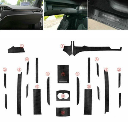 2 x Carbon Fiber Center Console Wrap Vinyl Sticker Trim for Tesla Model X/S