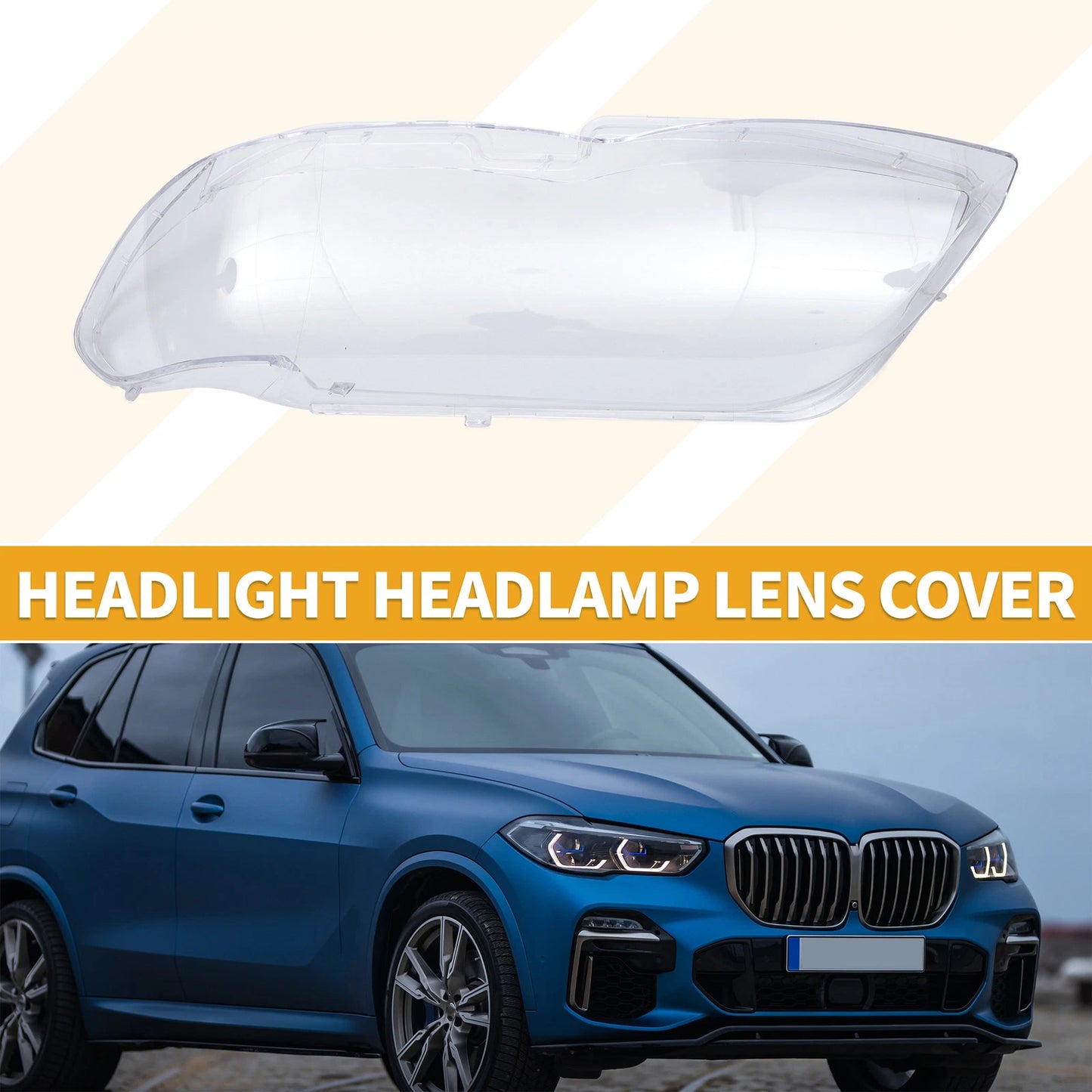 1 Pc Headlight Lens Cover for BMW X5 (2004–2006) No. 63117166817 Clear