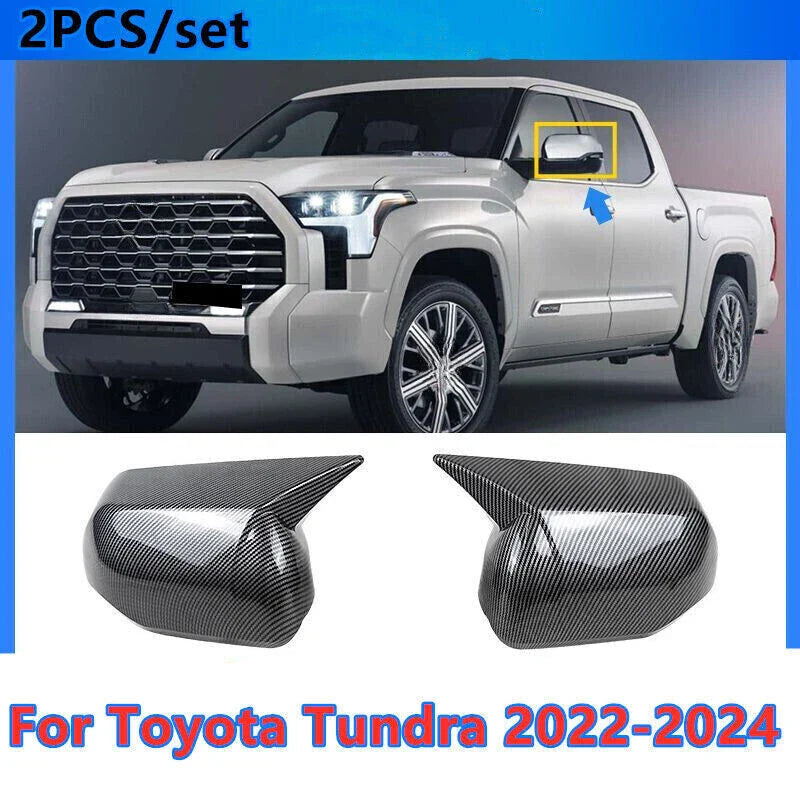 Carbon Fiber OX Horn Side Mirror Cover Trim for Toyota Tundra (2022–2024)