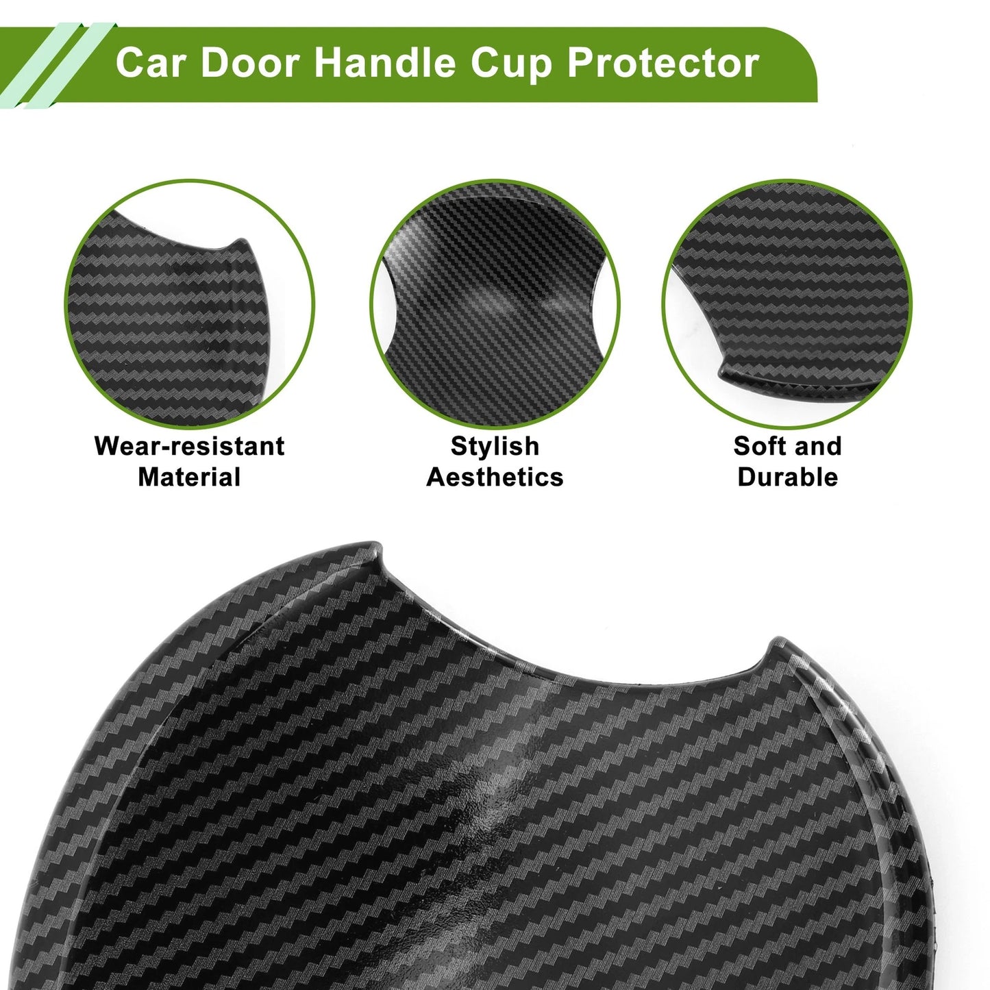 Set of 4 Car Door Handle Cup Protectors for Honda Civic (2006–2011) Carbon Fiber Black
