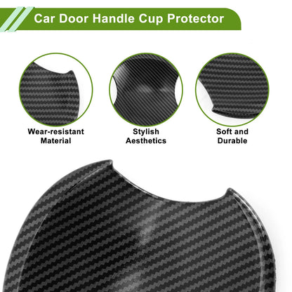 Set of 4 Car Door Handle Cup Protectors for Honda Civic (2006–2011) Carbon Fiber Black