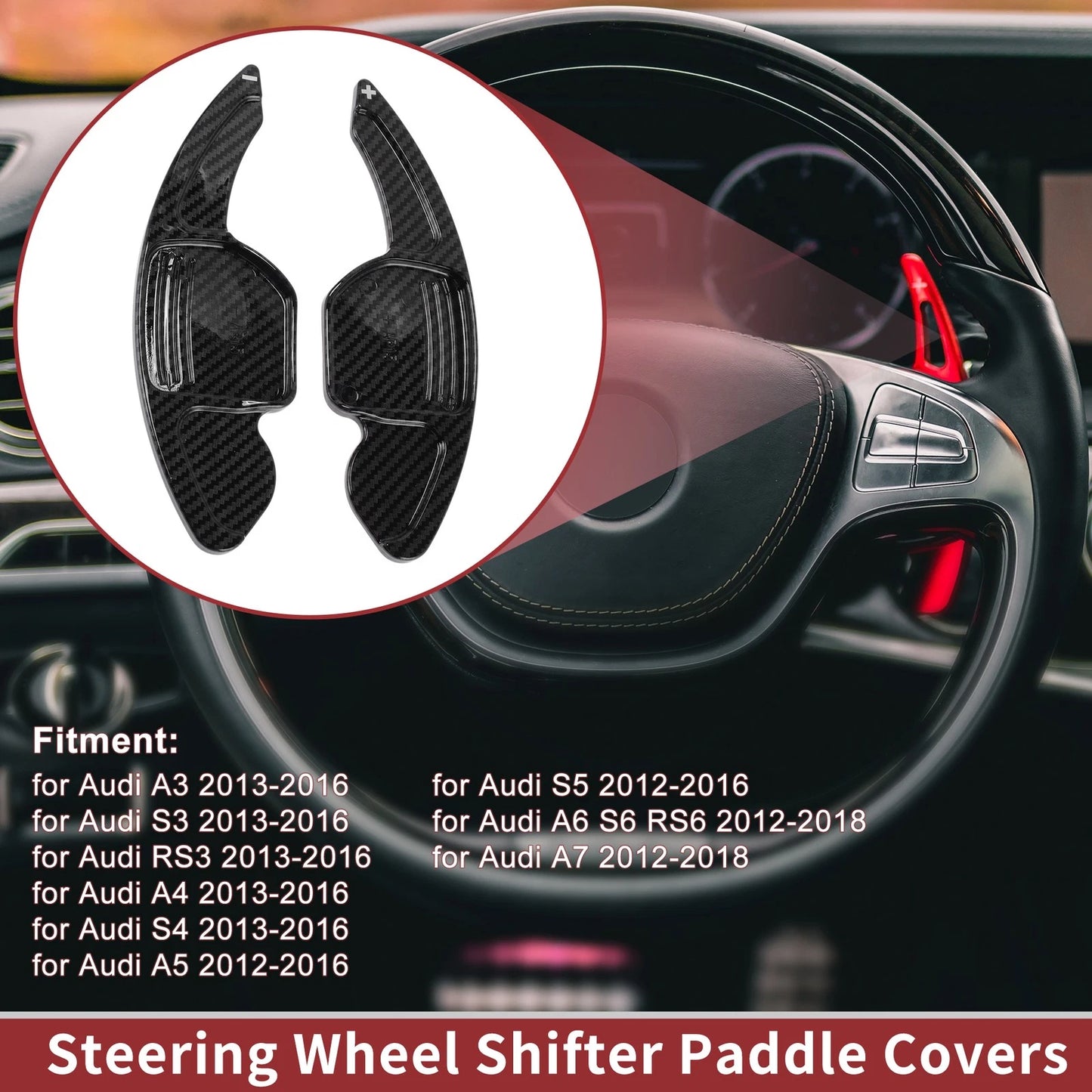 Set of 2 Black Plastic Steering Wheel Paddles for Audi A3 (2013–2016)