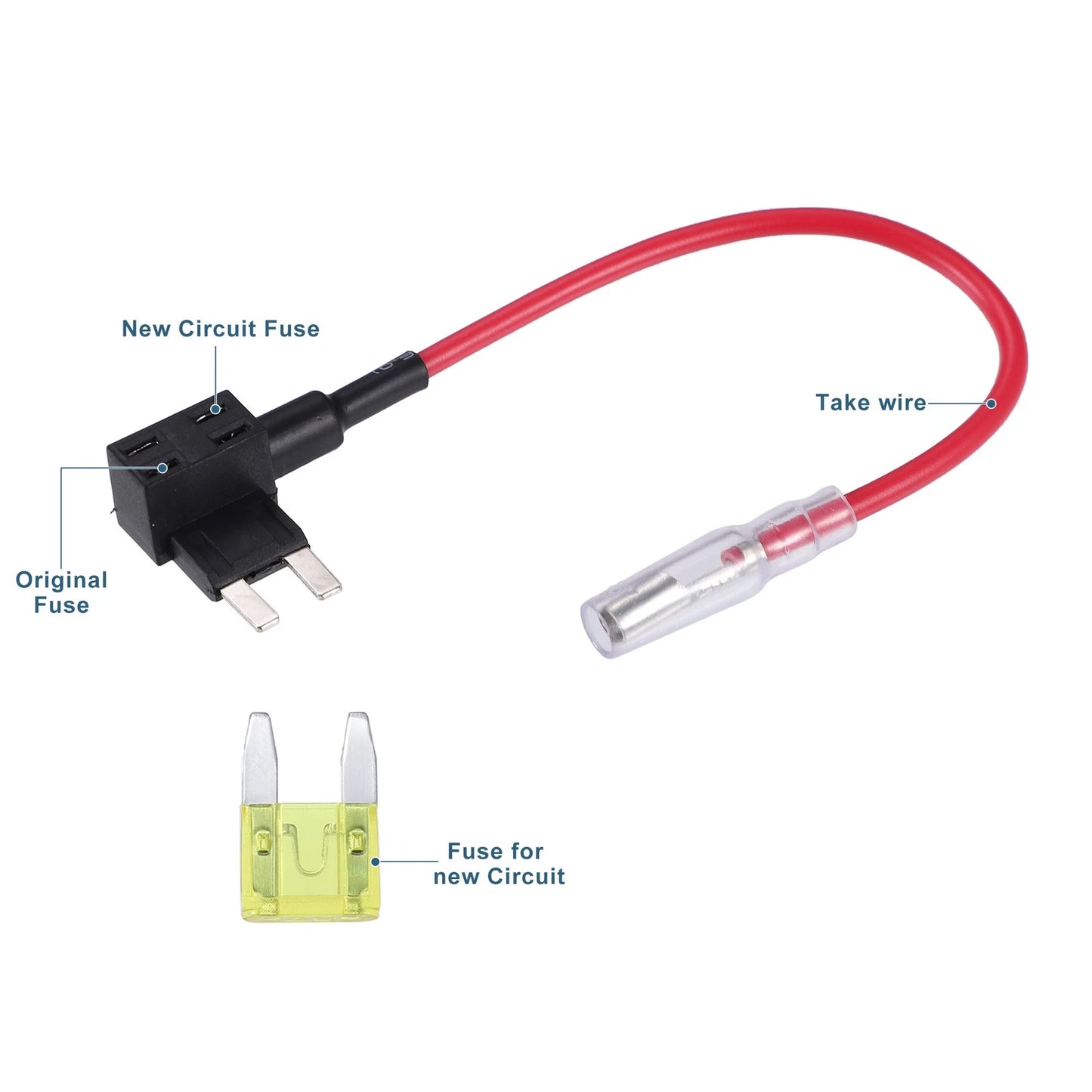 32V Mini Fuse Tap Adapter Kit  20A Blade Fuses for Cars, Boats