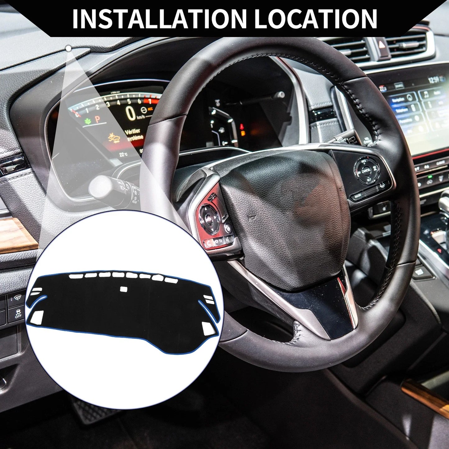 Dashboard Cover Mat for Honda Odyssey 2022-2024 Protector Black Blue 1 Set