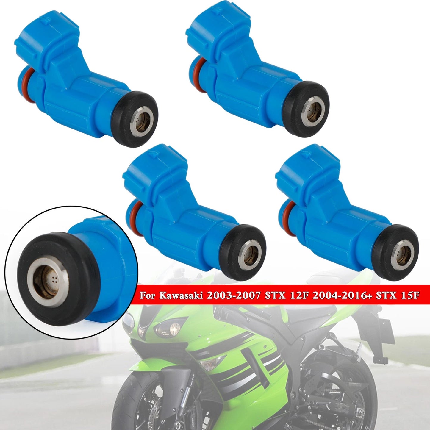 Set of 4 Fuel Injectors 49033-3707 for Kawasaki STX 12F (2003–2007) STX 15F (2004–2016)