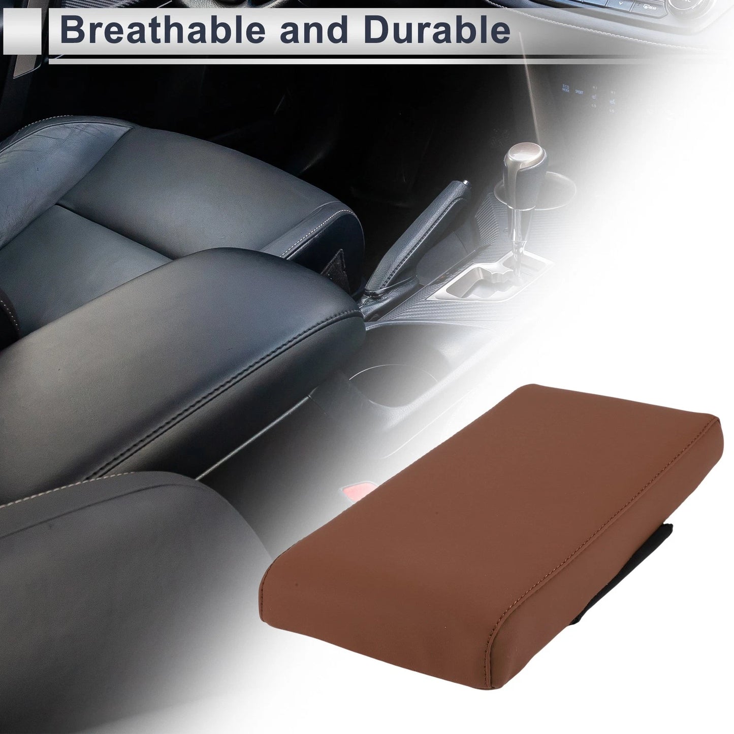 Center Console Cover for Car (12.6"x6.3"x1.97", Light Brown)