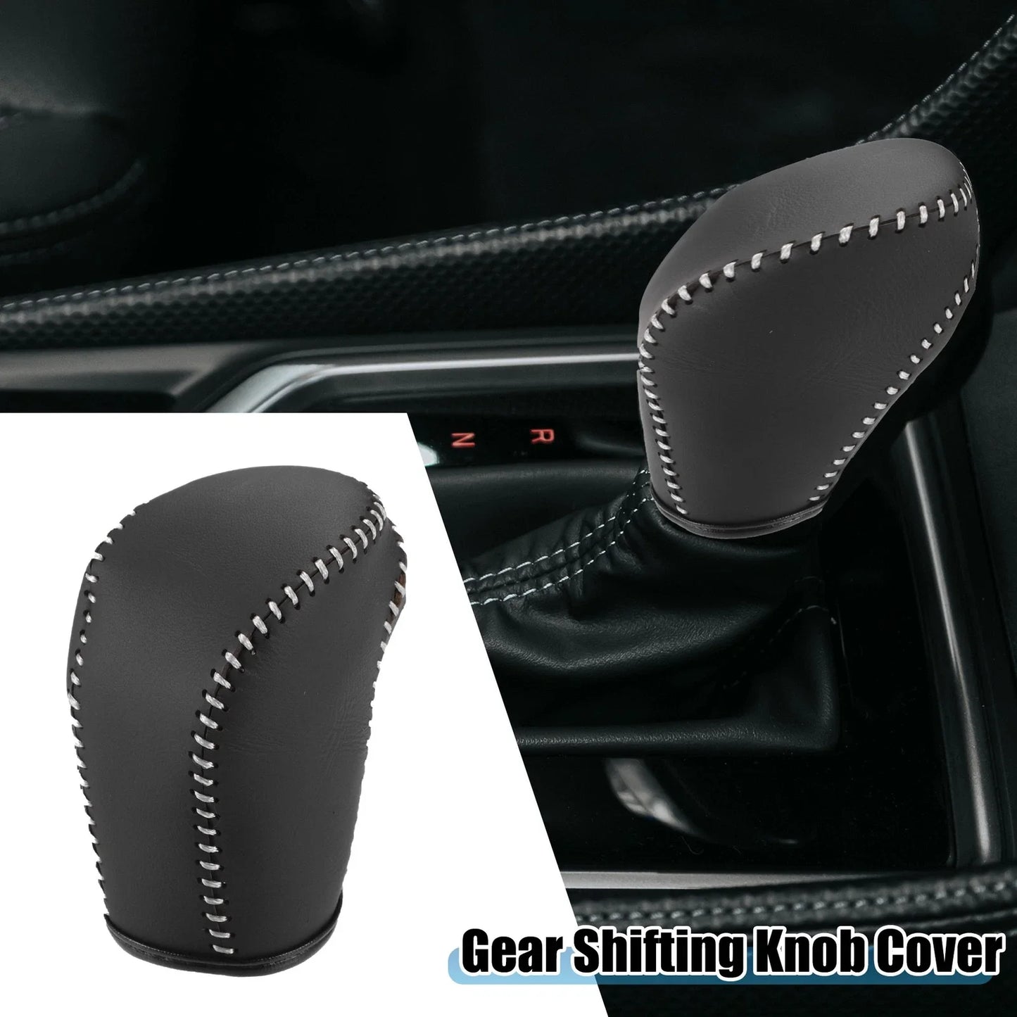 Gear Shifting Knob Cover for Honda Accord 2018-2022 Black Gray Stitches