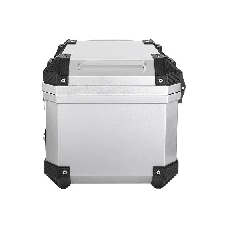 45L Silver Motorcycle Rear Top Box Luggage Carrier Case + Mounting Plate