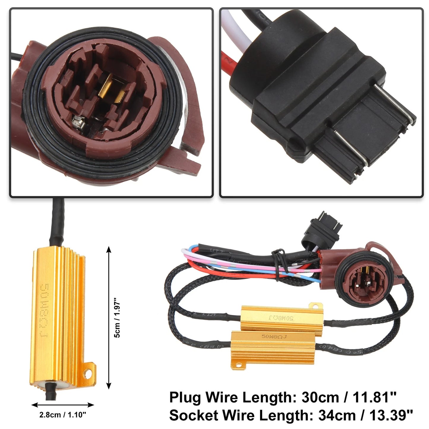 2Pcs LED Resistor Kit 3157 3047 3057 3155 for Brake Tail Light Bulbs