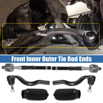 Set of 6 Front Inner Outer Tie Rod End Links for Dodge Durango (2011–2015)