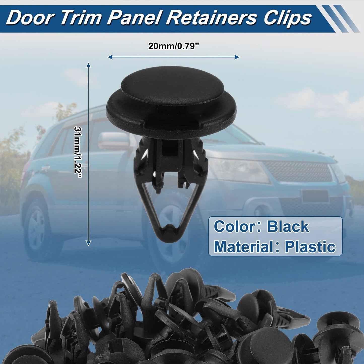 Set of 30 Door Trim Clips for Ford Escape (2013–2016) No.W712196S300 Plastic Black