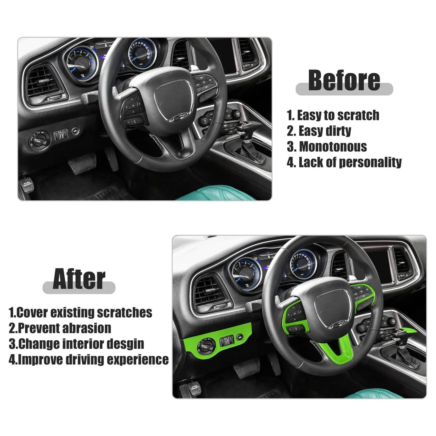 Steering Wheel Decoration Trim for Dodge Charger Challenger (2015-2021)