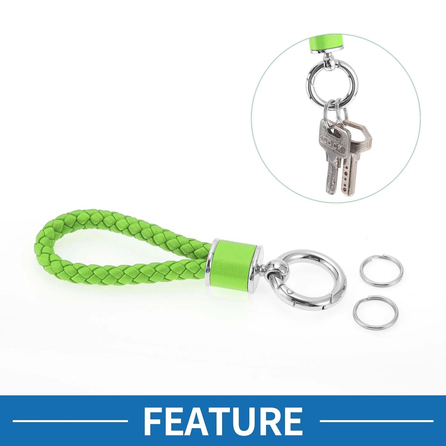 Car Keychain with Ring for Universal Use (Light Green, Silver Tone)
