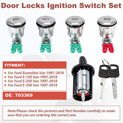 Ignition Key Switch Door Lock Cylinder for Ford Econoline E150 E250 (1992–2014)