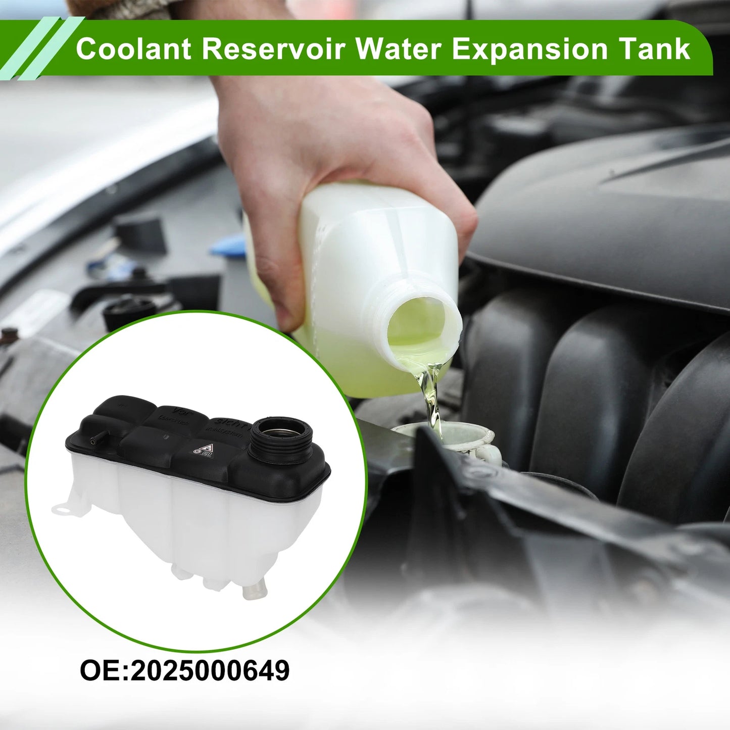 Coolant Expansion Recovery Overflow Tank No.2025000649 for Mercedes-Benz C280 (1997–2001)