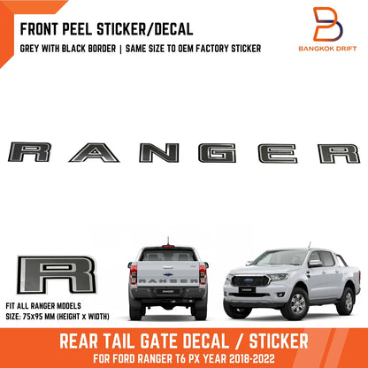 Rear Tailgate Insert Letters Decal Sticker for Ford Ranger PX3 (2018-2021)