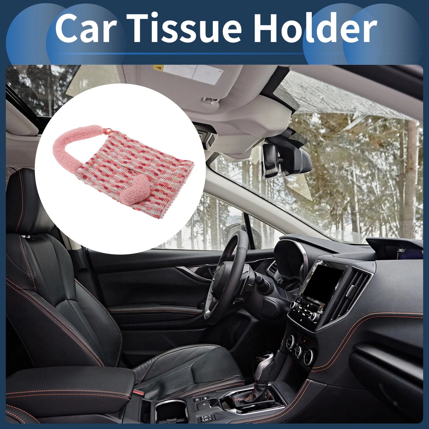 Tissue Holder for Car - Jacquard Woven Love Heart Plush (15.35"x6.69"x1.57")