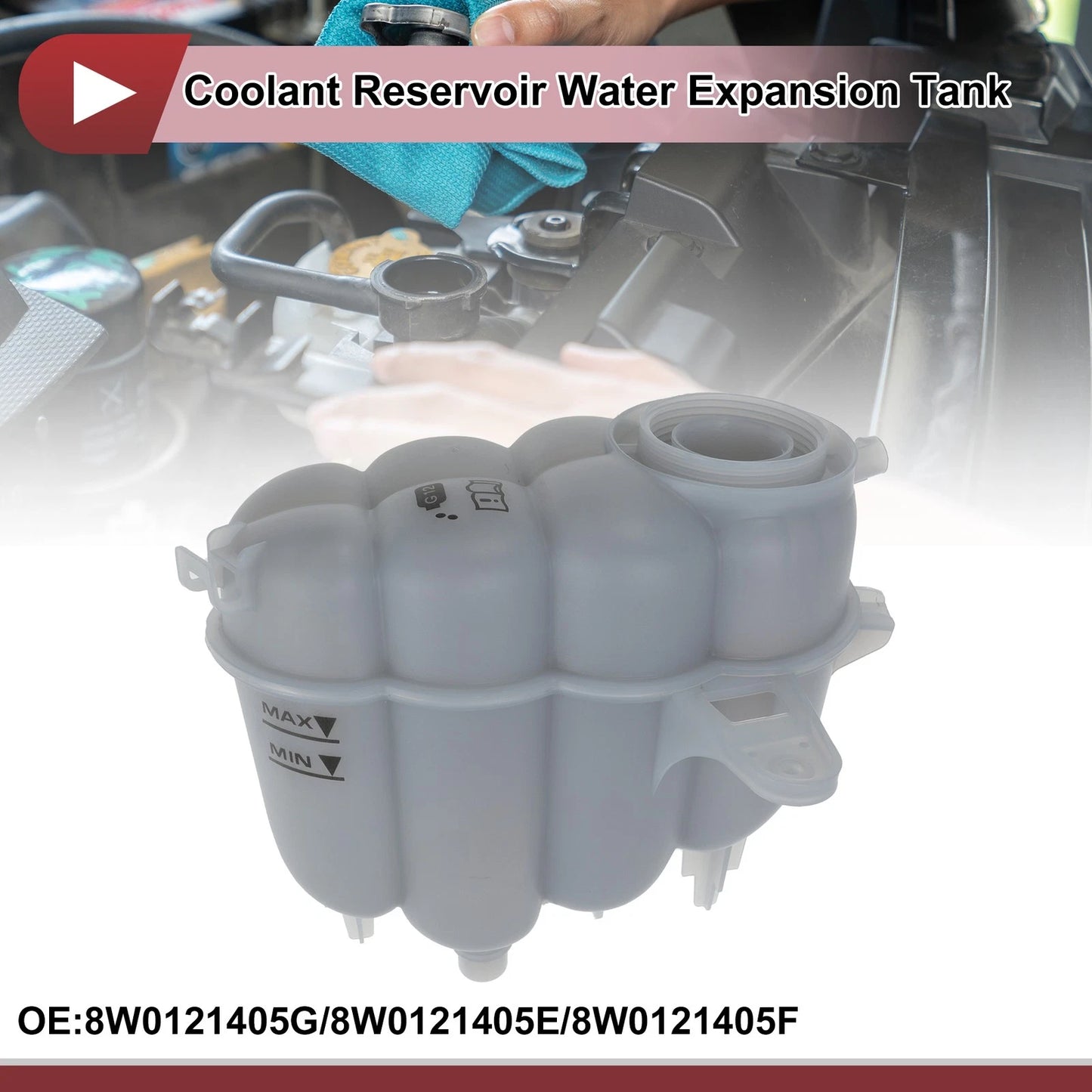 Coolant Expansion Overflow Tank with Cap No. 8W0121405G for Audi A4 A5 (2008–2016)